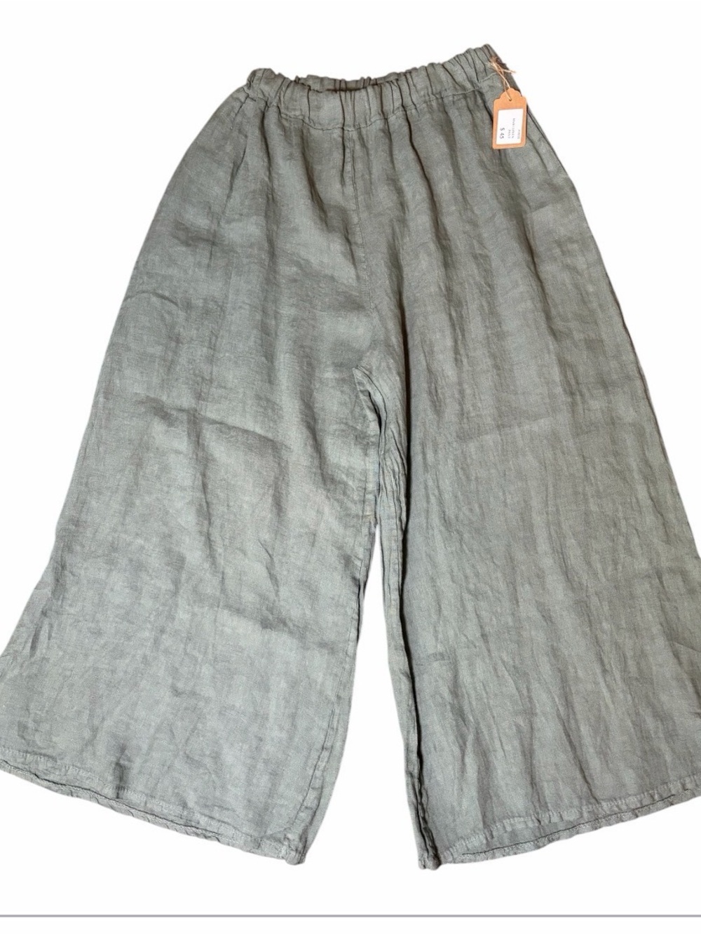 NWT women’s Italian Linen Wide Leg Pants size 10 Sage / olive Green
